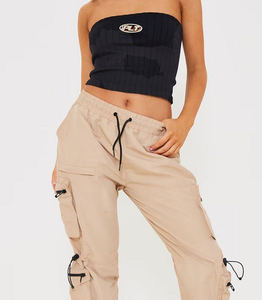 Pantalones Cargo de Cintura Elástica para Mujer, Pantalones Casuales de Corte Holgado, Estilo Urbano - Product Image 4