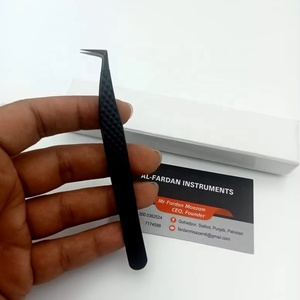 Tweezers For Lash Extension <b>Black</b> Plasma Tip 90 Degree Slim <b>Boot</b> Eyelash Volume Tweezer And Card Boxes Stainless Steel - Product Image 1