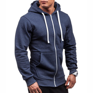 Sweat à capuche noir zippé pour homme, coupe ajustée, style décontracté, en coton tricoté, style automne - Product Image 5