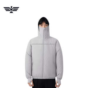 Unisex Autumn/Winter Warm Breathable Nylon Hooded Jacket Built-In Face Cover Lightweight Puffer Coat Windproof Thermal Outerwear - Product Image 4