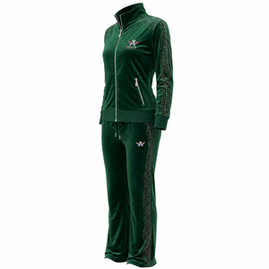 Survêtement Premium Femme avec Strass, Design Scintillant, Tissu Doux, Veste Entièrement Zippée et Pantalon Assorti, Coupe Confortable et Tendance - Product Image 4
