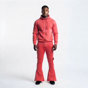 New Design <b>Men</b> Suit Gym Tracksuit Custom Made Hoodie with Flared <b>Trouser</b> Tracksuit Regular Fit Solid Color <b>Sports</b> - Product Image 4