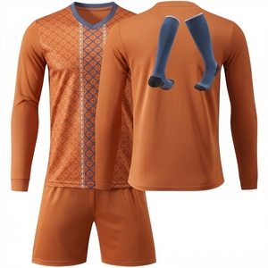 Men's Black Long Sleeve Soccer Jersey With Geometric Print Moisture Wicking <b>Athletic</b> Fit Full Sleeve Sportwear Set - Product Image 6