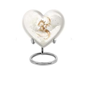 Belle urne funéraire en métal blanc en forme de cœur pour cendres d'adulte, urne funéraire décorative miniature pour cendres d'enfant et de nourrisson - Product Image 1