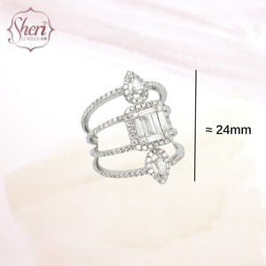 [Sheri Jewels] Baguette Women's 18K Solid White Gold Natural Diamond Fancy Style Ring - Product Image 2