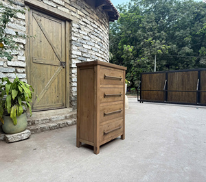 Solid Wood 5 Drawer Dresser <b>Rustic</b> Storage <b>Cabinet</b> Brown Wooden Chest for Bedroom Living Room - Product Image 4