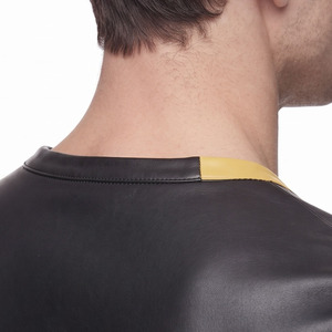 <b>Men</b> V-Neck Leather Tee <b>shirt</b> <b>Men</b> Short Sleeve Leather T <b>Shirt</b> <b>Men</b> Fashion Leather T <b>Shirt</b> <b>Men's</b> Premium Genuine Leather T-<b>Shirts</b> - Product Image 5