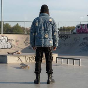 Chaqueta Acolchada Estilo Bomber Vintage de Otoño con Cuentas de Perlas y Tachuelas Metálicas, Cuello Alto, Estilo Casual y Urbano - Product Image 6