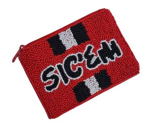 Beautiful Traditional Beaded SIC'EM Embroidery Team/<b>Mascot</b> Small Wallet Bag With Customizing And Cute Appeal By Hiba Enterprises - Product Image 1