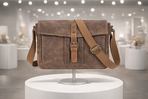 Sac messager en toile cirée et cuir vintage imperméable Wriza Small pour homme, sac bandoulière de voyage et de travail avec accents de boucles - Product Image 4