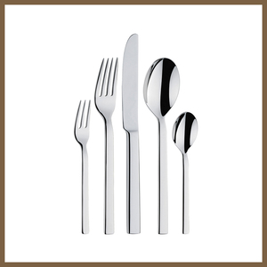 Ensemble de couverts en acier inoxydable 6 pièces au design moderne – Fourchette, couteau, cuillère, baguettes – Compatible lave-vaisselle et résistant aux hautes températures - Product Image 1