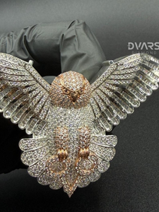 Pendentif Hip Hop inspiré des animaux et des oiseaux, orné de diamants Moissanite, pendentif hibou plaqué or 18 carats, breloque hibou pour homme - Vente Flash - Product Image 2