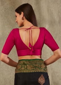Choli en soie brute KV prêt-à-porter à col en V, infroissable et à séchage rapide pour les fêtes - Product Image 2