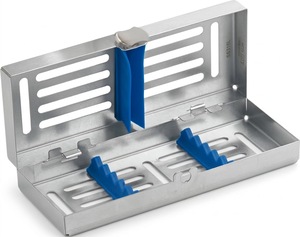 Caja de Esterilización Dental de Acero Inoxidable para 5 Instrumentos, Contenedor Quirúrgico para Autoclave con Soportes de Silicona Azul - Product Image 3