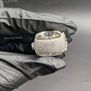 925 Silver Moissanite Rhinestone Custom <b>Initial</b> Personalized <b>Ring</b> Pave Setting Cocktail Hip Hop Men's Signet <b>Ring</b> - Product Image 2