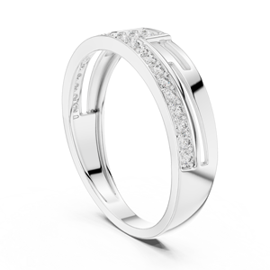 Anillo de Diamantes Cultivados en Laboratorio ROYAL, Corte Redondo, en Oro Blanco de 18 Quilates con Baño de Rodio, Estilo Minimalista para Boda, Compromiso, Uso Diario y de Oficina, para Hombre - Product Image 2