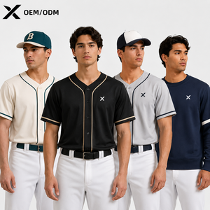 Maillots de baseball personnalisés X Sports City à col en V, 100 % polyester, deux boutons, vente chaude, fabricant direct, respirant - Product Image 1