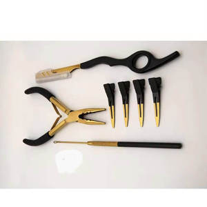 Kit d'outils pour extensions de cheveux, pinces métalliques, clips, outil d'installation et de retrait, finition noir et or, kit d'outils de qualité supérieure pour extensions de cheveux - Product Image 3