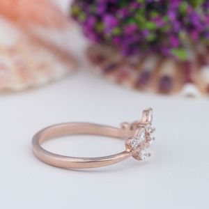 Leaf Shape <b>Adjustable</b> Open Rose Gold Plated 925 <b>Sterling</b> <b>Silver</b> Diamond Knuckle Finger <b>Rings</b> Fashion Jewelry for Women - Product Image 4