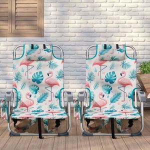 Sedia da Spiaggia Flamingo 63*65*82cm in Tessuto Oxford Bianco Argento con Tubo in Alluminio, Capacità 100kg - Product Image 6