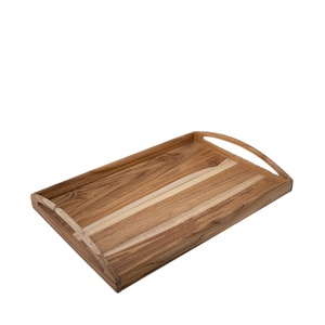 Bandeja de servicio de madera de diseño elegante con asas curvas acabado liso ideal para cocina mesa de comedor Café Bar decoración del hogar usos - Product Image 1