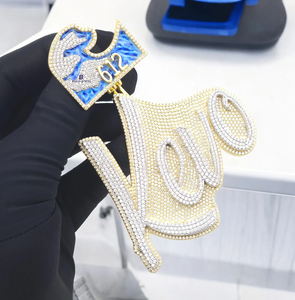 Pendentif personnalisé Kevo avec nom, style plaque Minnesota 612, plaqué or rose et argent, Moissanite, bijoux hip-hop pour soirée - Product Image 4