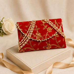 Bolso de mano indio bordado con zari, hecho a mano, dorado, para mujer, para bodas, fiestas nupciales, recuerdos y regalos. - Product Image 2