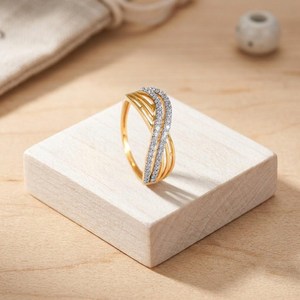 Brilliant 10K 14K 18K Solid Gold Round Brilliant Cut Lab Grown Diamond 0.35CT Wave Luxury Engagement Ring <b>Women</b> IGI Certified - Product Image 5