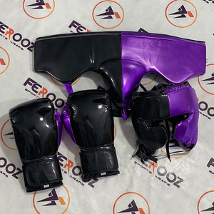 Guantes de Boxeo de Primera Calidad con Logotipo Personalizado, Protector de Cabeza y Entrepierna, Conjunto de Sparring Blanco y Negro, Kit de Boxeo para Entrenamiento - Product Image 1