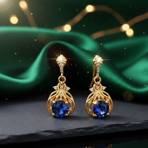 ต่างหูพลอยสีน้ำเงินไฮโดรสุดฮิตปี 2026 ขนาด 5 นิ้ว เงินแท้ 925 ชุบทอง 18K ต่างหูแบบห้อย เหมาะสำหรับงานแต่งงานและงานปาร์ตี้ - Product Image 5