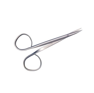 Tijeras Iris de Acero Inoxidable con Mango de Cinta, 11cm, Rectas, con Anillo Grande, para Uso Manual en Hospitales - Product Image 6