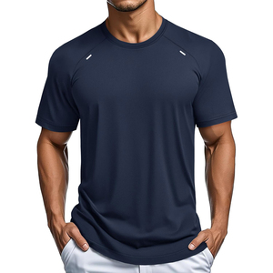 Camiseta Deportiva de Punto para Hombre, Cuello Redondo, Color Sólido, Corte Ajustado, Secado Rápido, Estilo Deportivo, Negra, para Gimnasio, Personalizada 2026 - Product Image 5