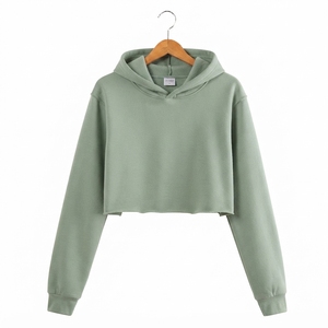 Sudadera con Capucha Corta Blanca para Mujer, Estilo Bape, Manga Larga, Informal, de Felpa, Color Sólido, para Otoño - Product Image 5