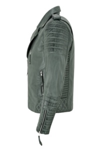 Blouson Bomber Homme en Cuir Véritable Écologique Col Montant Style Moto Coupe Droite Fermeture Éclair Avant Uni Automne - Product Image 4