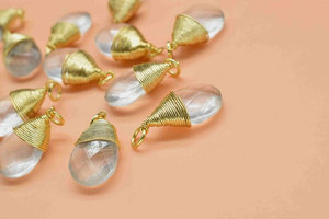 Pendentif Goutte d'Eau en Laiton Plaqué Or, Style Bohème, Bijou Unisexe, Certifié IGI, Sertissage Clos, Pendentifs Solitaires - Product Image 2