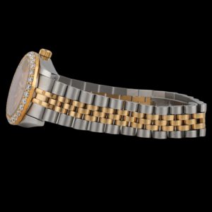 Nouvelle montre-bracelet luxueuse à cadran rond bicolore, personnalisée avec diamants Moissanite originaux, en acier inoxydable, bijoux fins - Product Image 2