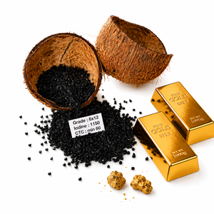 Charbon actif de coque de noix de coco pour l'adsorption de l'or, pour l'extraction de l'or CIP CIL CIC, fabricant Inde 1150 min - Product Image 1