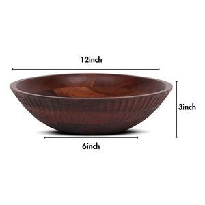 ชามไม้แกะสลักลายด้วยมือ ชามไม้มะม่วงสำหรับเสิร์ฟอาหาร สลัด พาสต้า ซีเรียล ข้าวโพดคั่ว ชามตกแต่งบนเคาน์เตอร์ครัว - Product Image 4