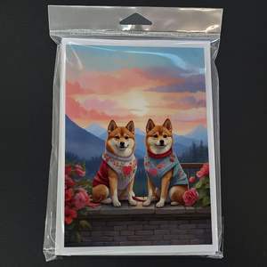 Whimsical Shiba Inu Two Hearts A7 Size <b>5x7</b> Blank Note Cards Pack of 8 with <b>Envelopes</b> for Greetings - Product Image 3