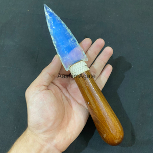 ดาบตกแต่งทำมือจากโอปอลไลท์สีน้ำเงิน พร้อมด้ามไม้ ของสะสมงานฝีมือสำหรับตั้งโชว์ - Product Image 4