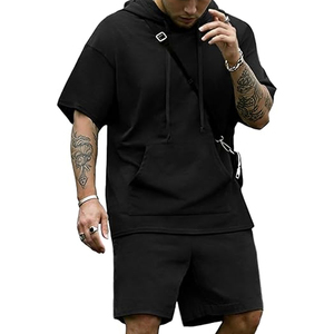 Premium Men’s Summer Hoodie Shorts <b>Set</b> Soft Cotton Comfortable Lightweight Casual Streetwear Outfit for Gym and Daily Wear - Product Image 1