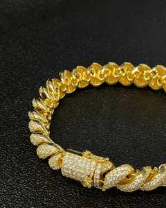 สร้อยข้อมือเงินแท้ 925 ชุบทอง ประดับเพชรโมอิสซาไนต์ VVS สไตล์คิวบัน ฮิปฮอป ไมอามี คิวบัน ลิงค์ - Product Image 3