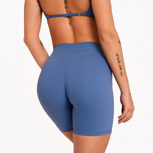 Shorts de sport moulants en nylon pour femme, taille haute en V, effet push-up, compression athlétique, pour l'entraînement et l'été - Product Image 2