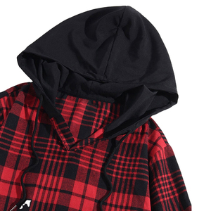 เสื้อฮู้ดลายสก็อตแบบสวม Unisex สไตล์ลำลอง เสื้อฮู้ดลายตาราง สตรีทแวร์ - Product Image 3