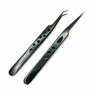 Pince à épiler professionnelle en acier inoxydable noir pour extensions de cils, outil d'isolation des cils à pointe fine courbée de précision - Product Image 3