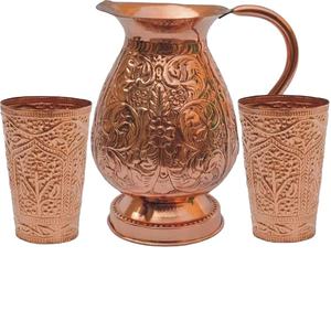 Jarra de cobre decorativa para el hogar indio antiguo, jarra de Metal para boda, restaurante y decoración de Hotel, uso doméstico - Product Image 1