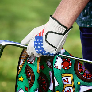 Gant de golf personnalisé avec logo, respirant, antidérapant, pour gaucher, drapeau américain, en cuir PU blanc, gant de golf de qualité supérieure, poignet réglable - Product Image 6