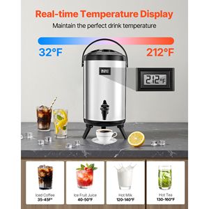 Dispenser Termico Isolato in Acciaio Inossidabile da 7,6L (2 Galloni) con Rubinetto e Display Temperatura per Bevande Calde e Fredde per Feste - 12L - Product Image 2