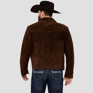 Soft Cowboy Fringe <b>Suede</b> Leather <b>Jacket</b> for Men Warm & Comfortable Western Style Coat Wholesale Manufacturer Supplier - Product Image 4