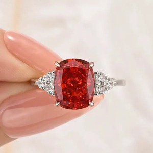 925 Moissanite <b>Cushion</b> Cut Side Stone Engagement <b>Ring</b> Travel <b>Ring</b> In Sterling Silver White Gold Plated for Women's - Product Image 1